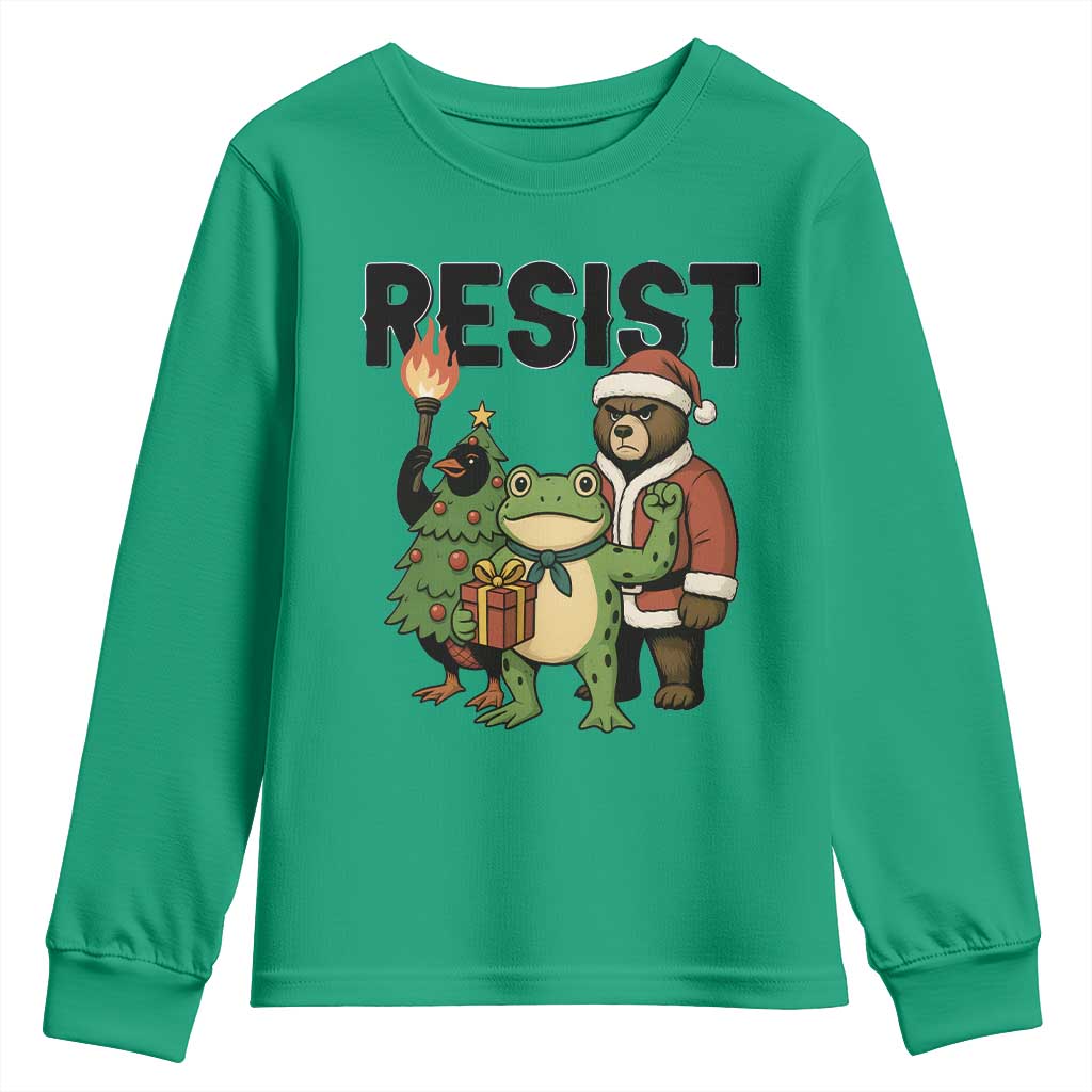 Portland Frog Protest Frogs Together Strong Youth Sweatshirt Funny Holiday Gift - Wonder Print Shop