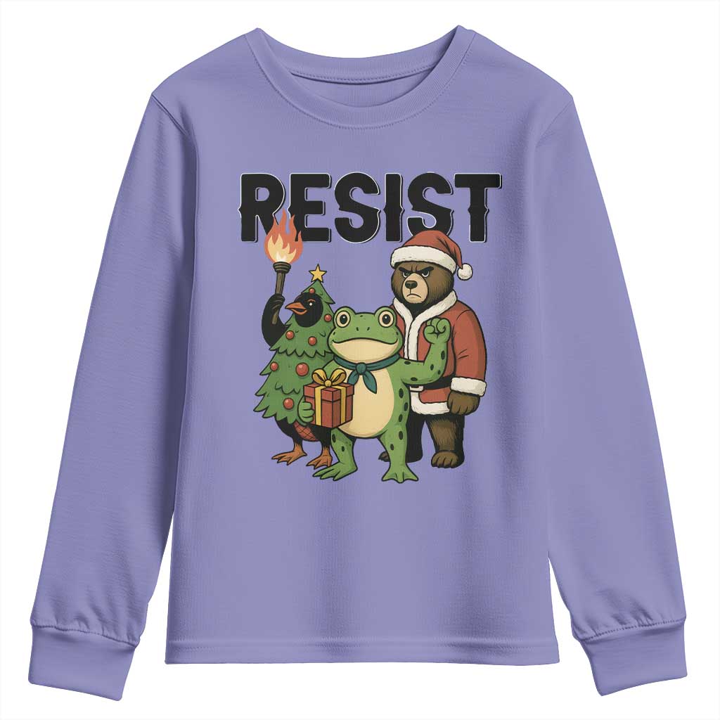 Portland Frog Protest Frogs Together Strong Youth Sweatshirt Funny Holiday Gift - Wonder Print Shop