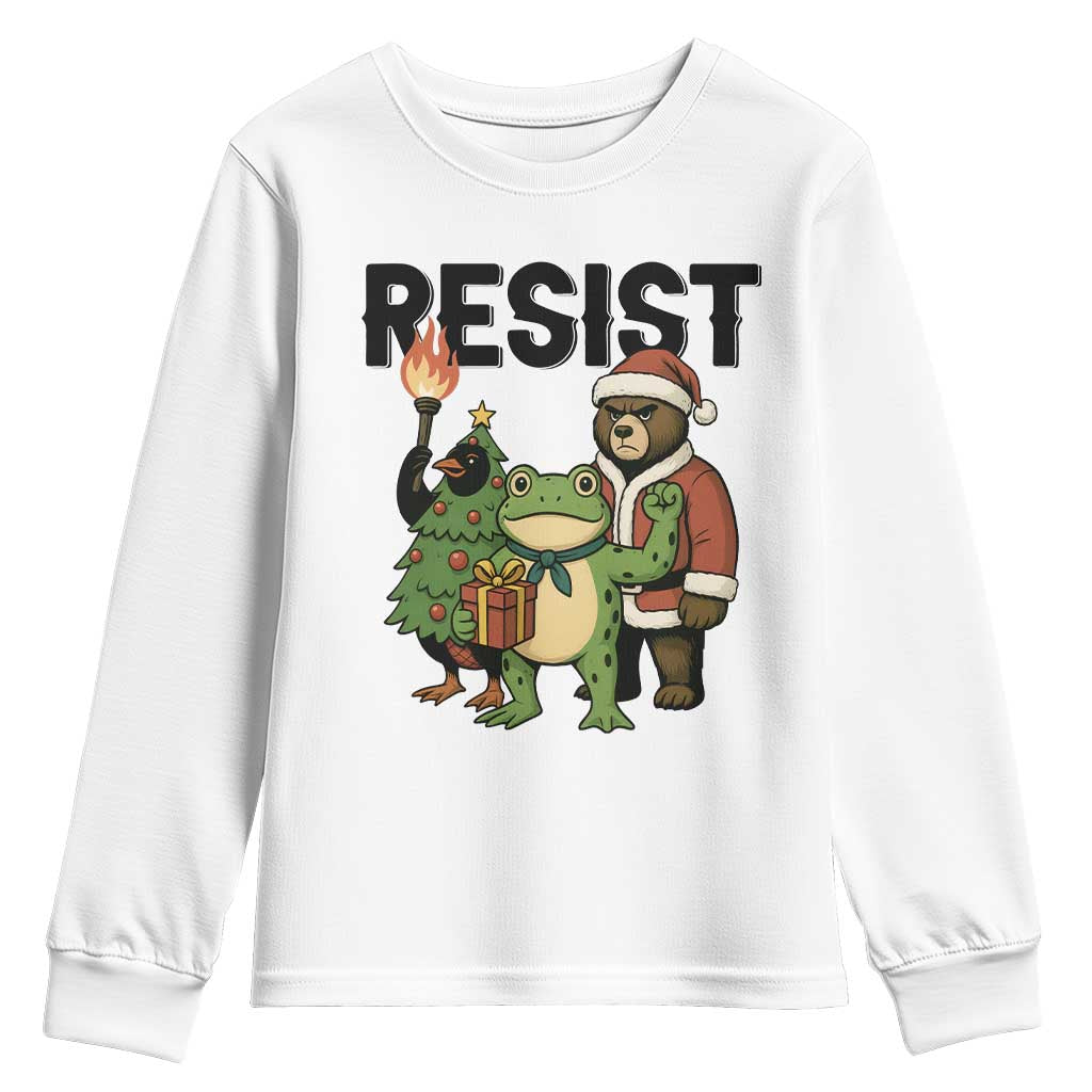 Portland Frog Protest Frogs Together Strong Youth Sweatshirt Funny Holiday Gift - Wonder Print Shop