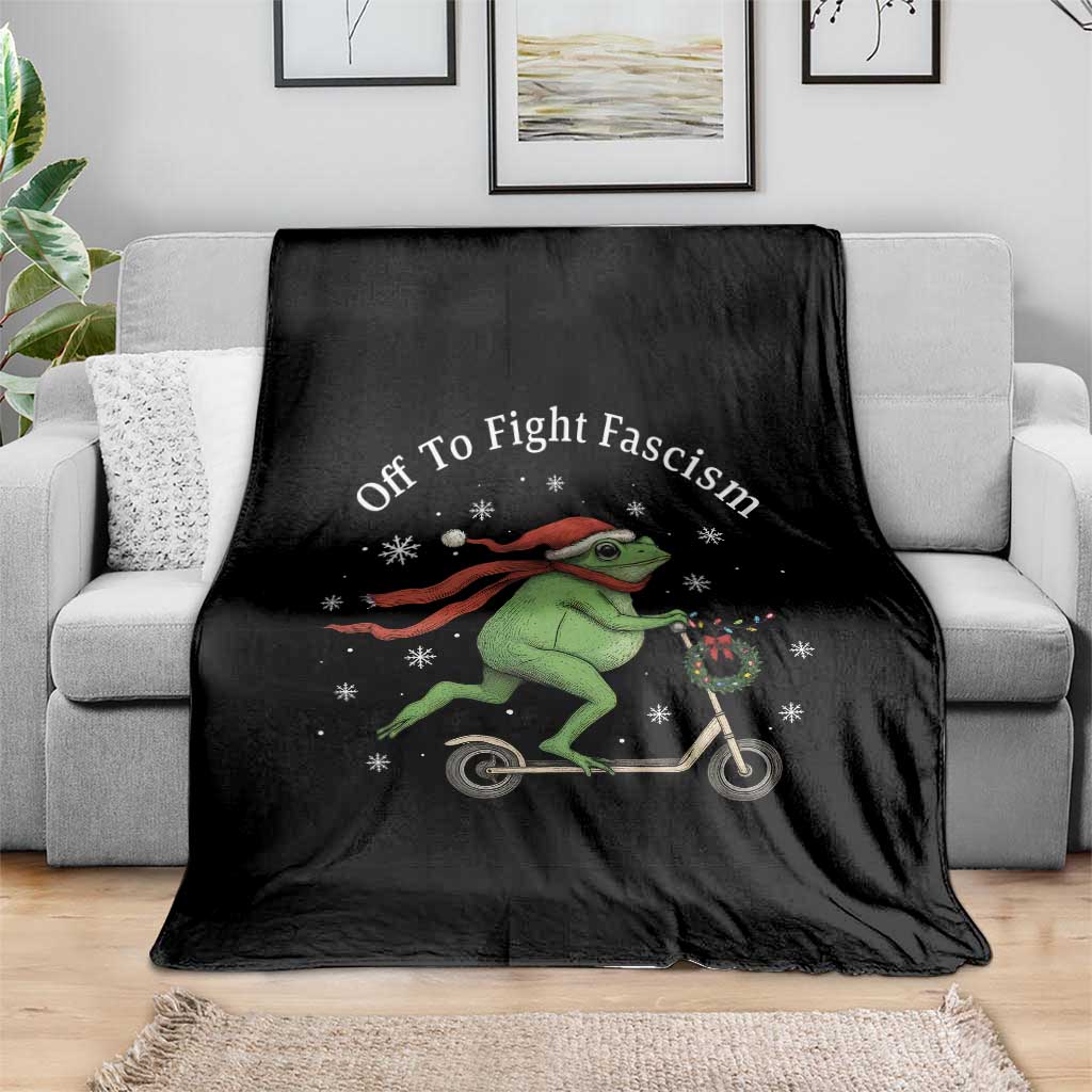 Portland Frog Protest Off To Fight Fascism Throw Blanket Funny Christmas Gift - Wonder Print Shop