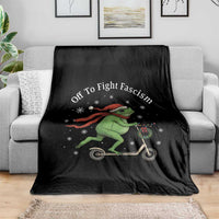 Portland Frog Protest Off To Fight Fascism Throw Blanket Funny Christmas Gift - Wonder Print Shop