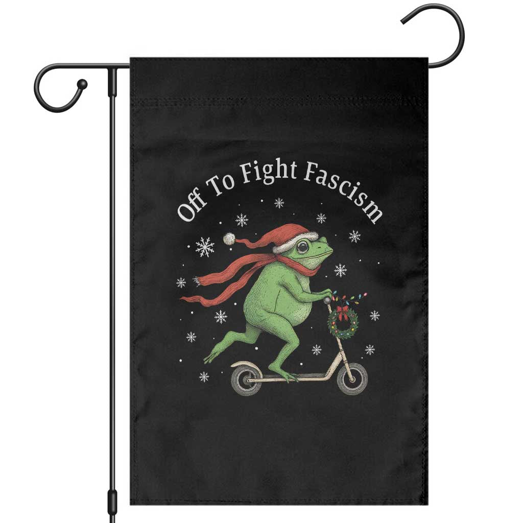 Portland Frog Protest Off To Fight Fascism Garden Flag Funny Christmas Gift - Wonder Print Shop