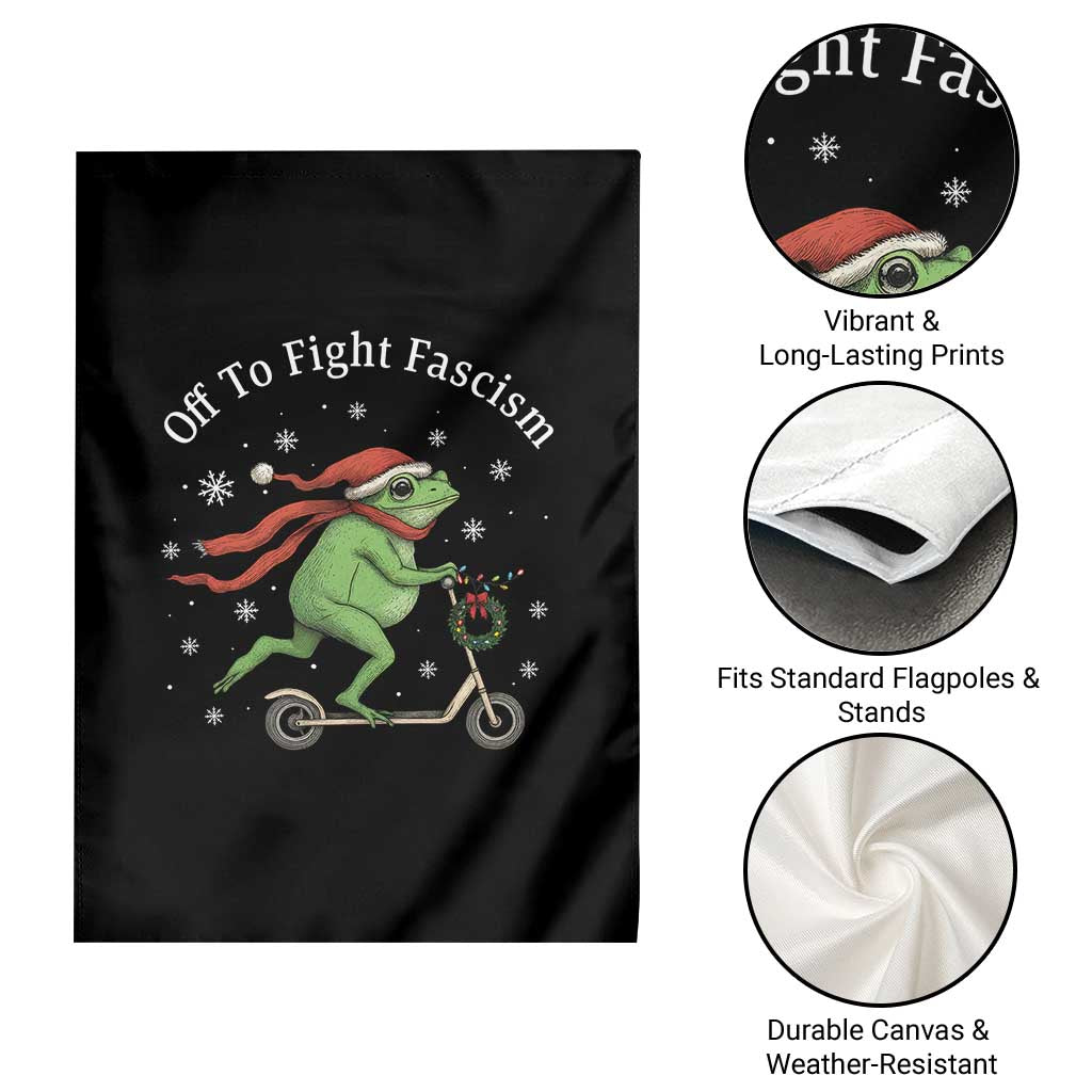 Portland Frog Protest Off To Fight Fascism Garden Flag Funny Christmas Gift - Wonder Print Shop