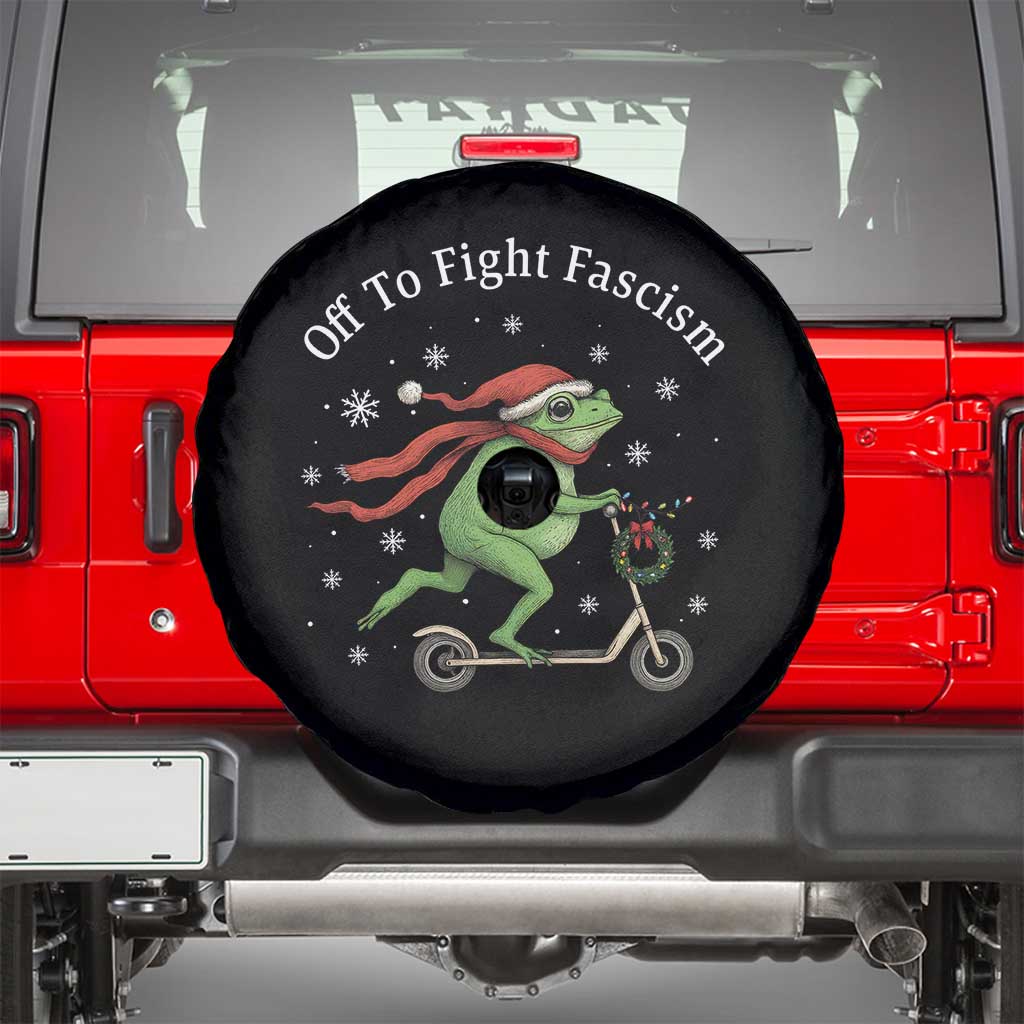 Portland Frog Protest Off To Fight Fascism Spare Tire Cover Funny Christmas Gift - Wonder Print Shop