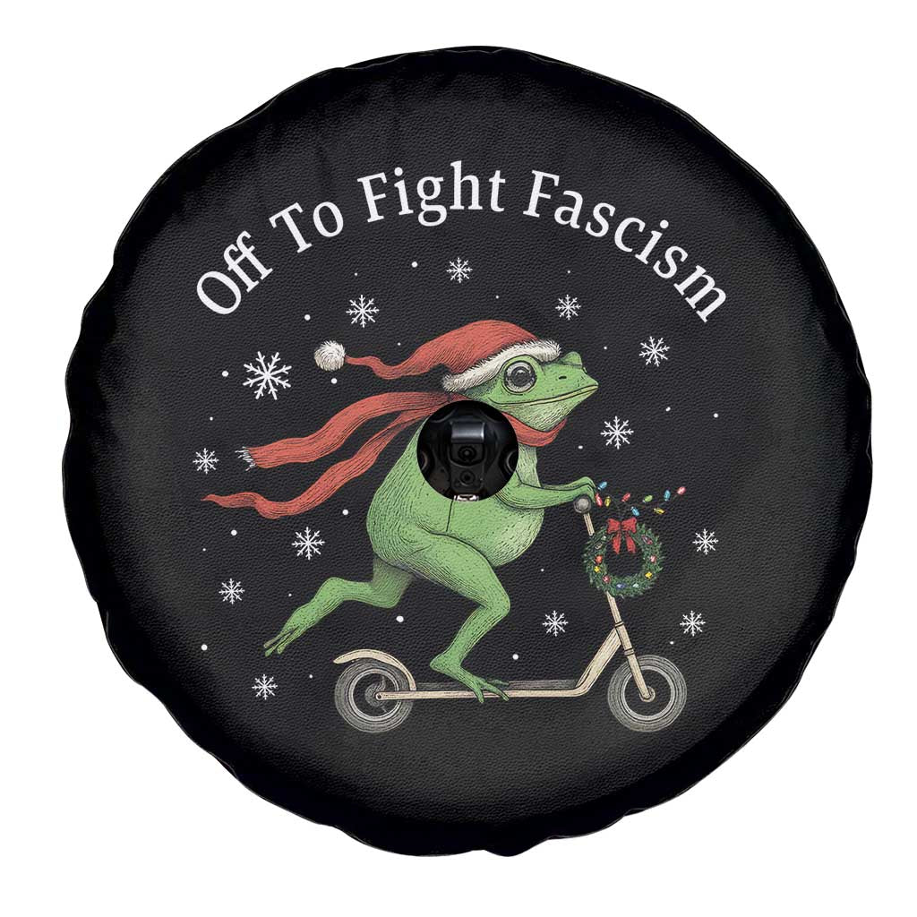 Portland Frog Protest Off To Fight Fascism Spare Tire Cover Funny Christmas Gift - Wonder Print Shop