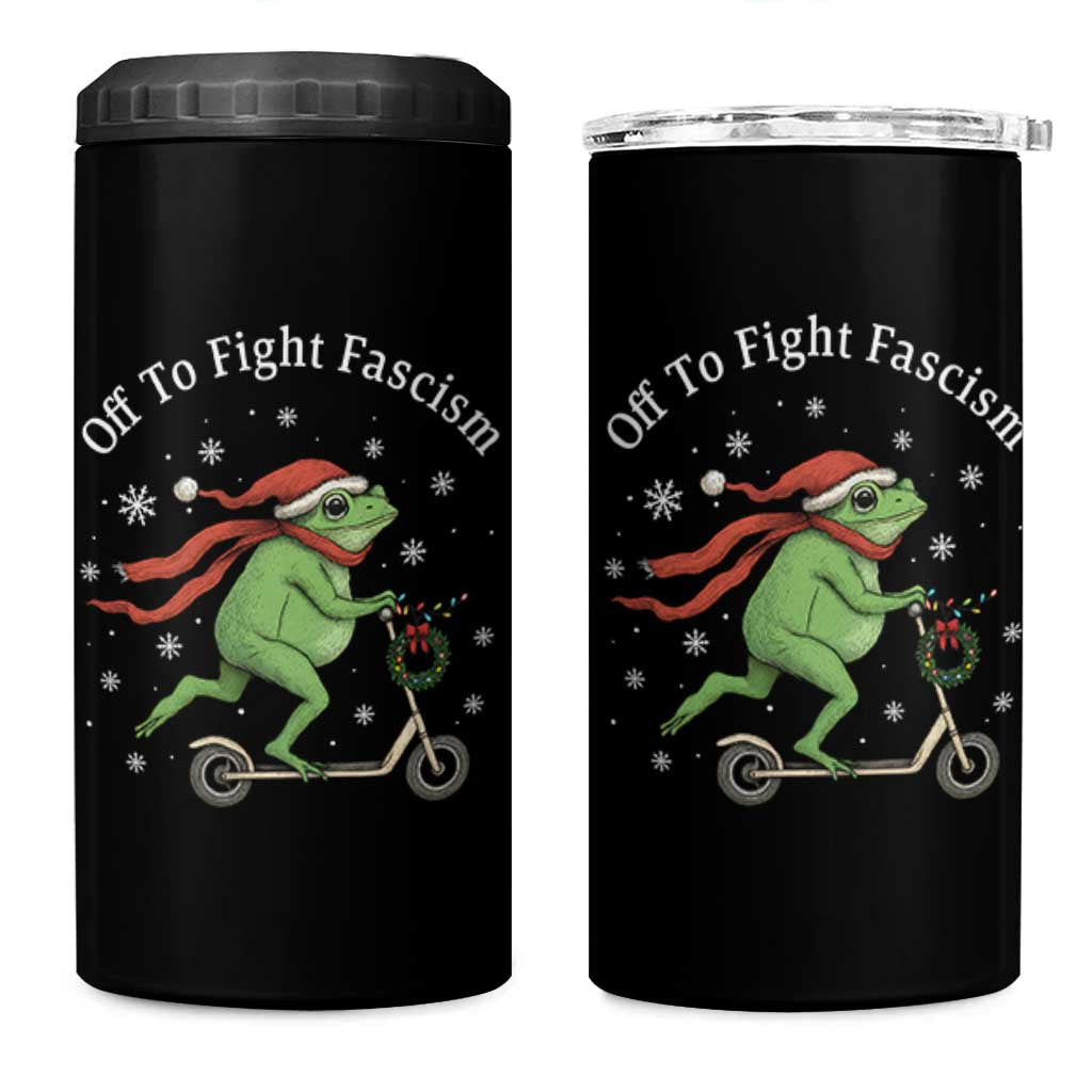 Portland Frog Protest Off To Fight Fascism 4 in 1 Can Cooler Tumbler Funny Christmas Gift - Wonder Print Shop