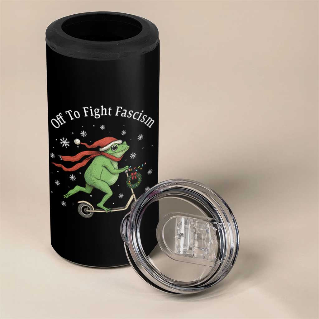 Portland Frog Protest Off To Fight Fascism 4 in 1 Can Cooler Tumbler Funny Christmas Gift - Wonder Print Shop