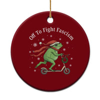 Portland Frog Protest Off To Fight Fascism Ceramic Ornament Funny Xmas Gift - Wonder Print Shop