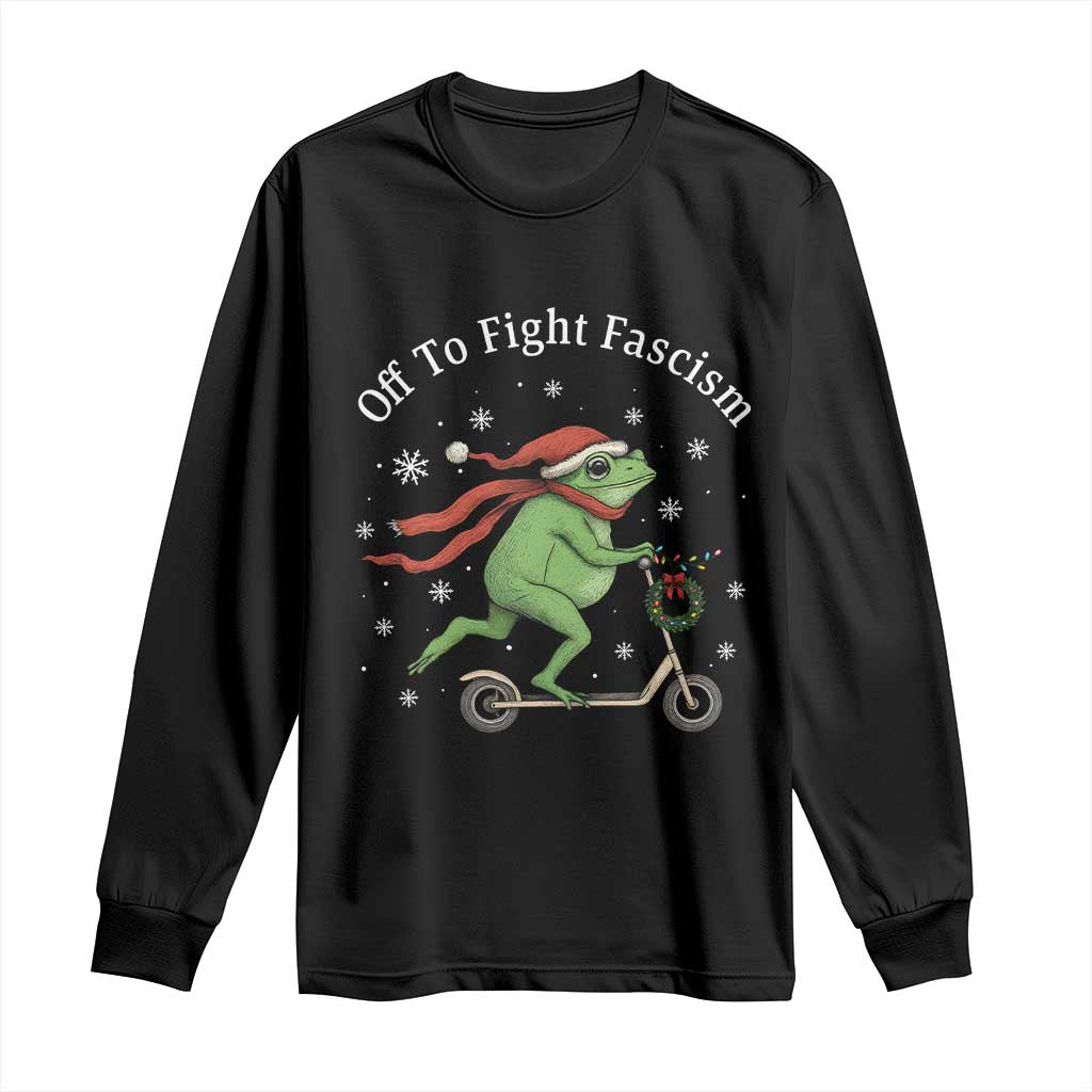 Portland Frog Protest Off To Fight Fascism Long Sleeve Shirt Funny Christmas Gift - Wonder Print Shop