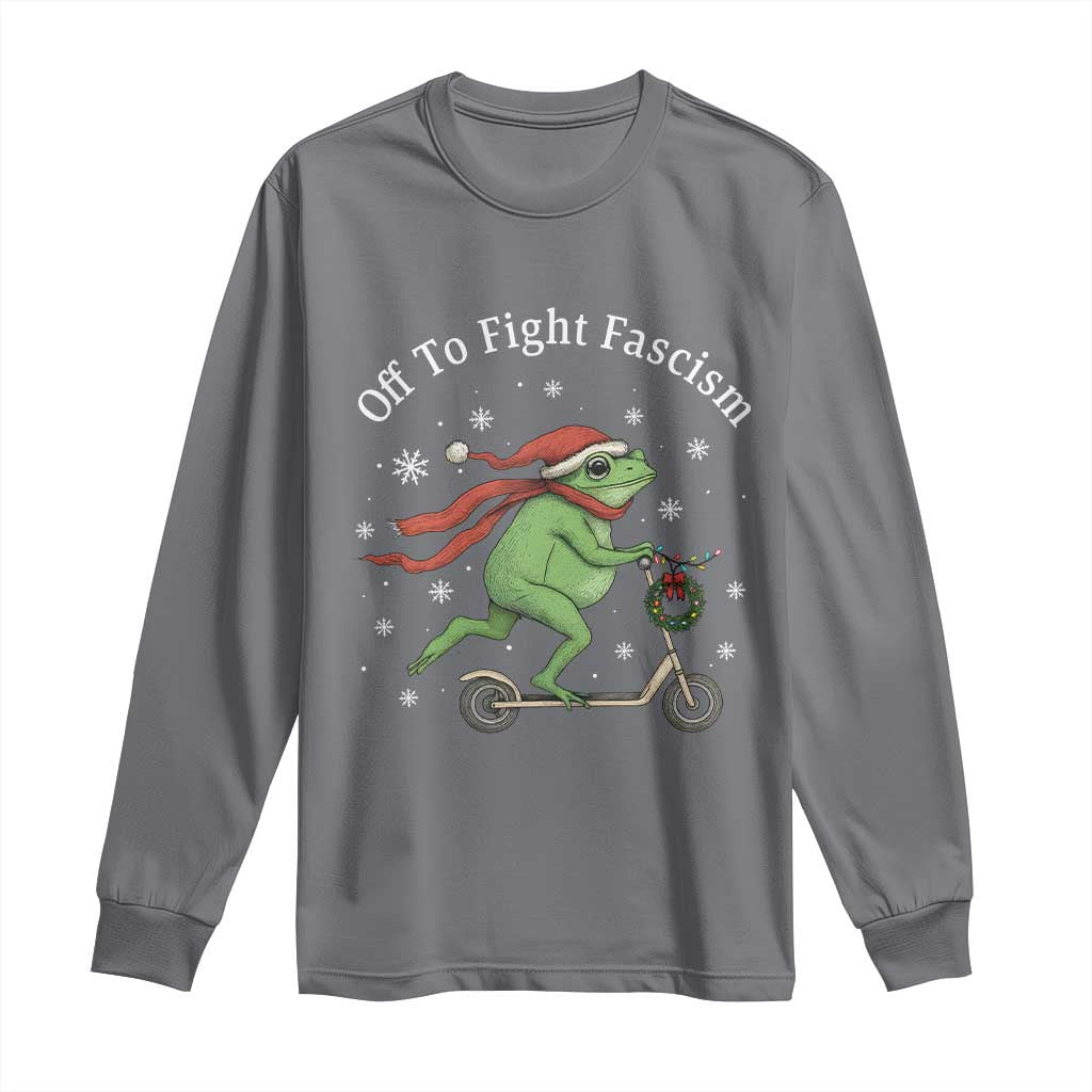 Portland Frog Protest Off To Fight Fascism Long Sleeve Shirt Funny Christmas Gift - Wonder Print Shop