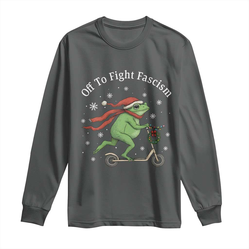 Portland Frog Protest Off To Fight Fascism Long Sleeve Shirt Funny Christmas Gift - Wonder Print Shop