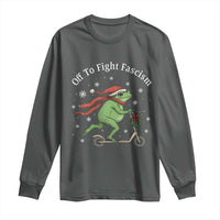 Portland Frog Protest Off To Fight Fascism Long Sleeve Shirt Funny Christmas Gift - Wonder Print Shop