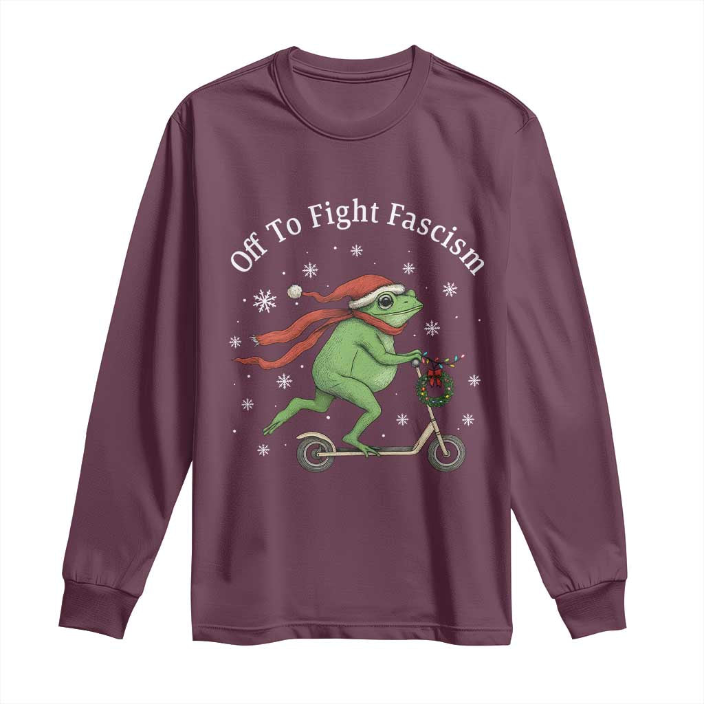 Portland Frog Protest Off To Fight Fascism Long Sleeve Shirt Funny Christmas Gift - Wonder Print Shop