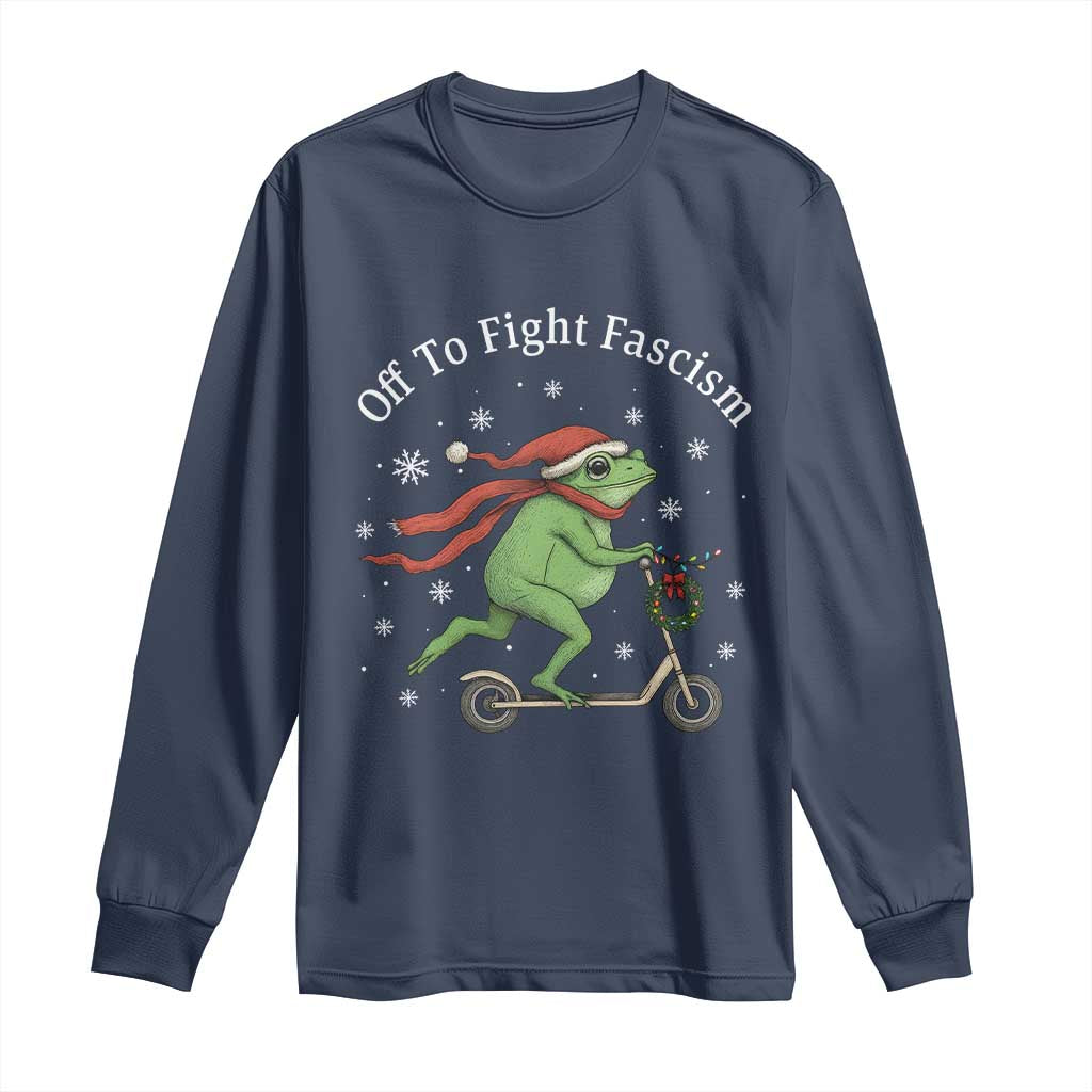 Portland Frog Protest Off To Fight Fascism Long Sleeve Shirt Funny Christmas Gift - Wonder Print Shop