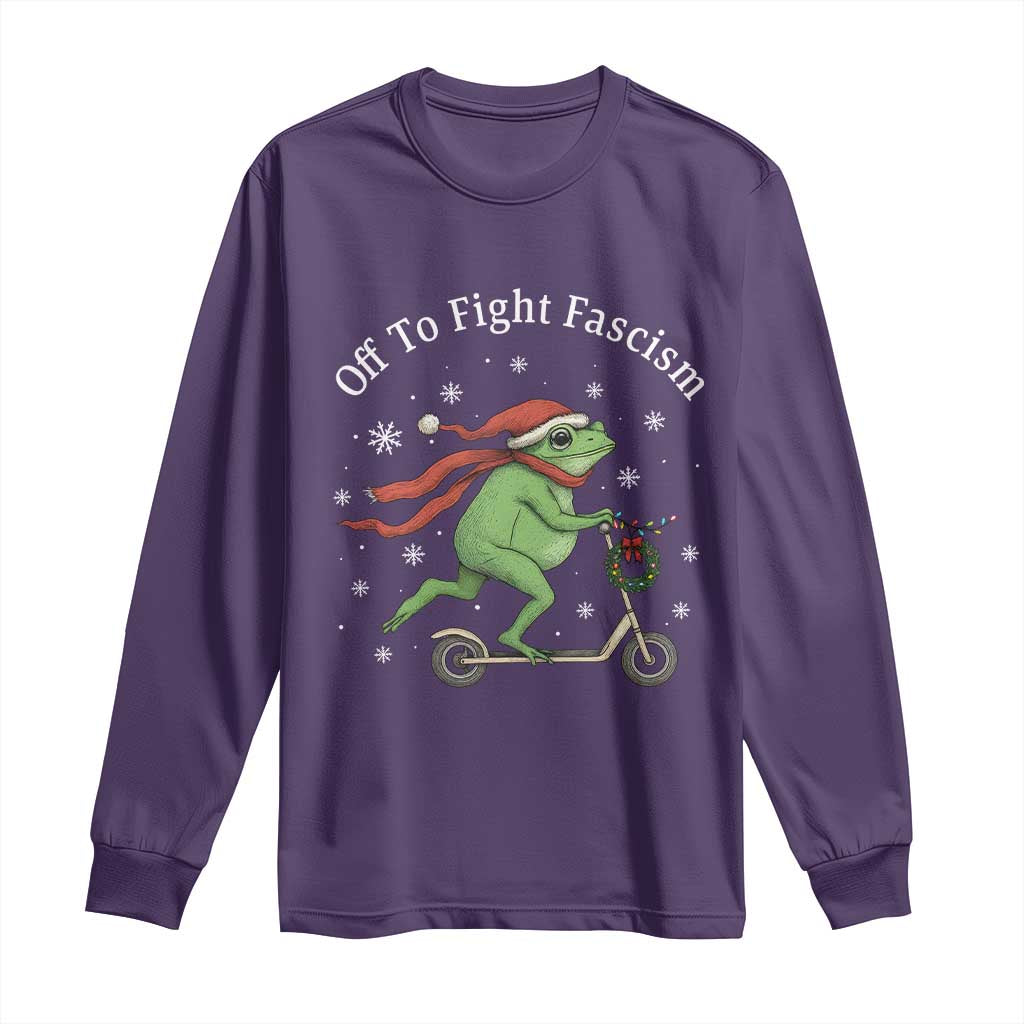 Portland Frog Protest Off To Fight Fascism Long Sleeve Shirt Funny Christmas Gift - Wonder Print Shop