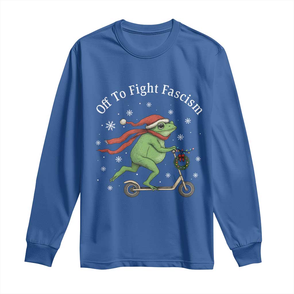 Portland Frog Protest Off To Fight Fascism Long Sleeve Shirt Funny Christmas Gift - Wonder Print Shop