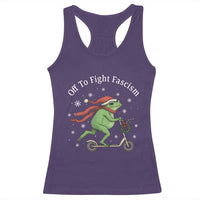 Portland Frog Protest Off To Fight Fascism Racerback Tank Top Funny Christmas Gift - Wonder Print Shop
