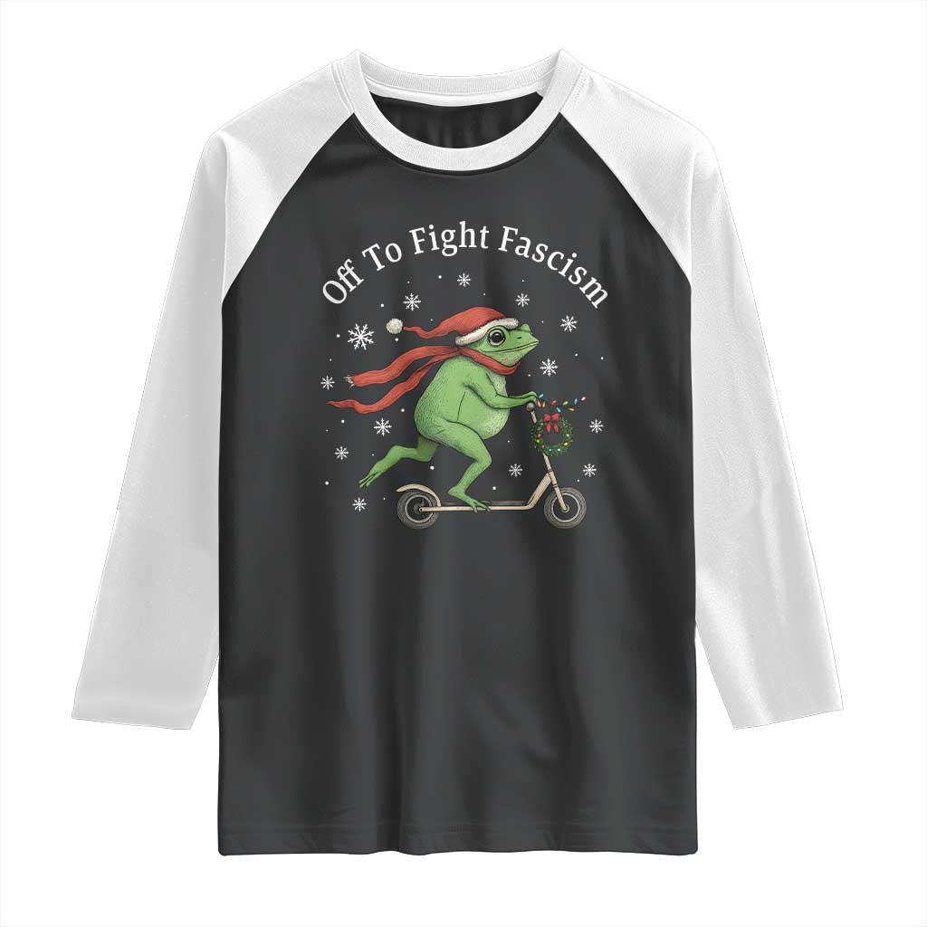 Portland Frog Protest Off To Fight Fascism Raglan Shirt Funny Christmas Gift - Wonder Print Shop