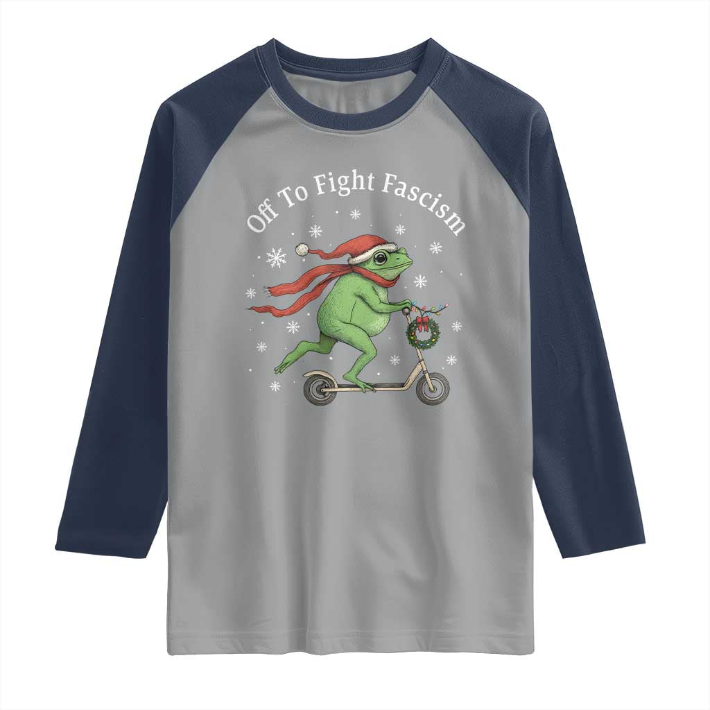 Portland Frog Protest Off To Fight Fascism Raglan Shirt Funny Christmas Gift - Wonder Print Shop