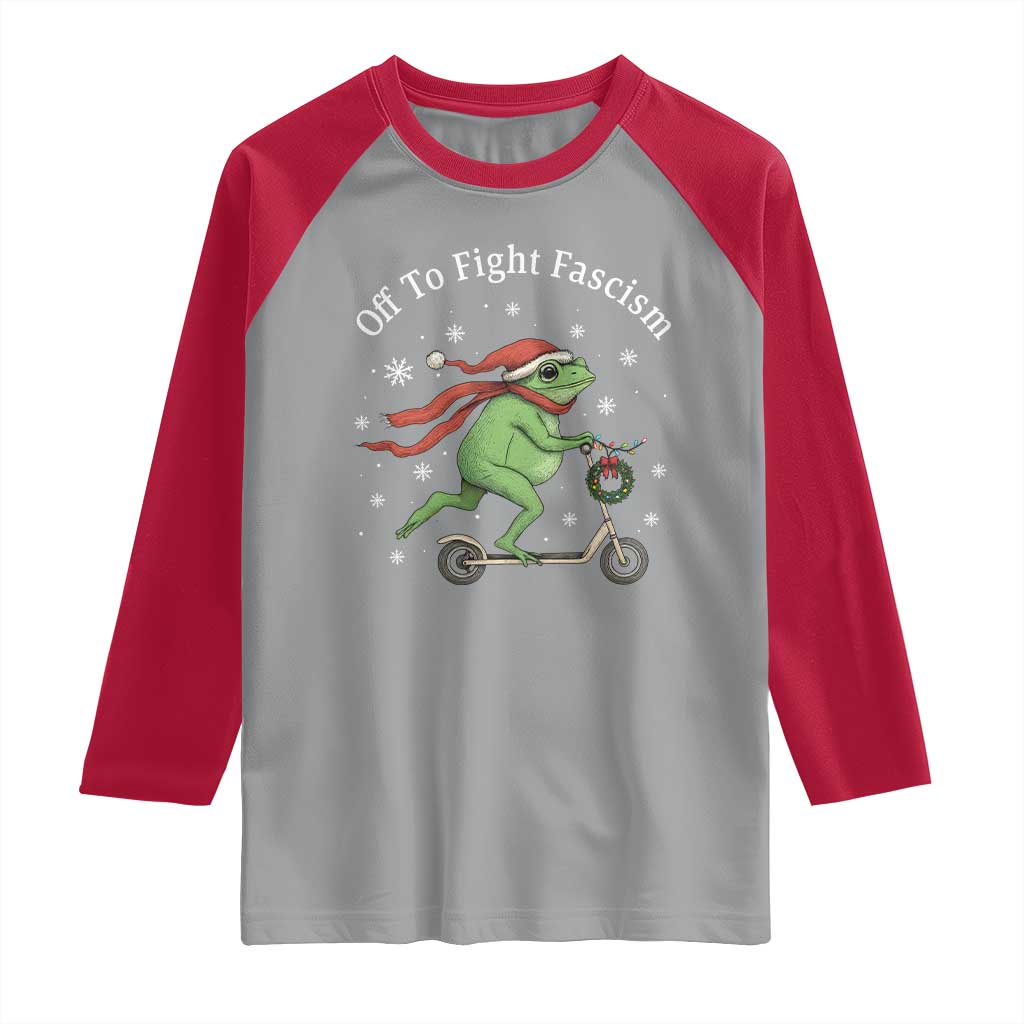 Portland Frog Protest Off To Fight Fascism Raglan Shirt Funny Christmas Gift - Wonder Print Shop