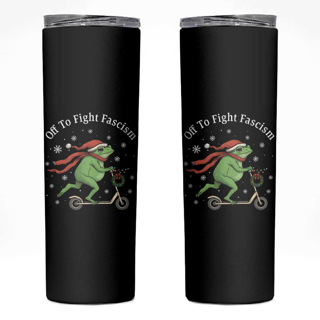 Portland Frog Protest Off To Fight Fascism Skinny Tumbler Funny Christmas Gift - Wonder Print Shop