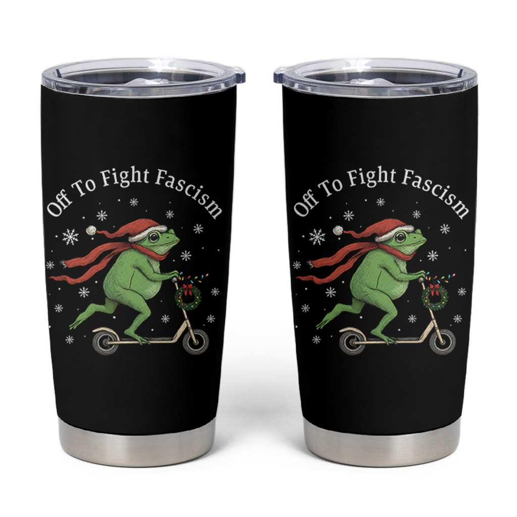 Portland Frog Protest Off To Fight Fascism Tumbler Cup Funny Christmas Gift - Wonder Print Shop