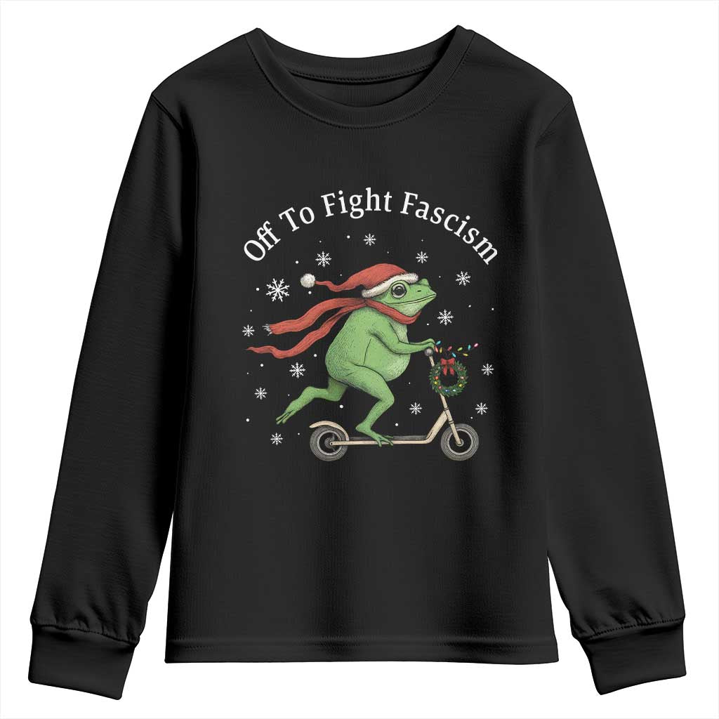 Portland Frog Protest Off To Fight Fascism Youth Sweatshirt Funny Christmas Gift - Wonder Print Shop