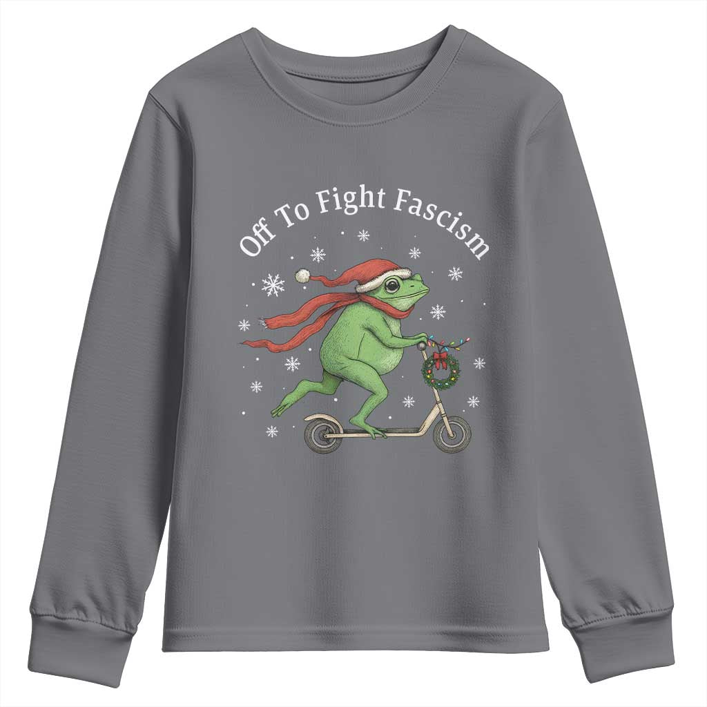 Portland Frog Protest Off To Fight Fascism Youth Sweatshirt Funny Christmas Gift - Wonder Print Shop
