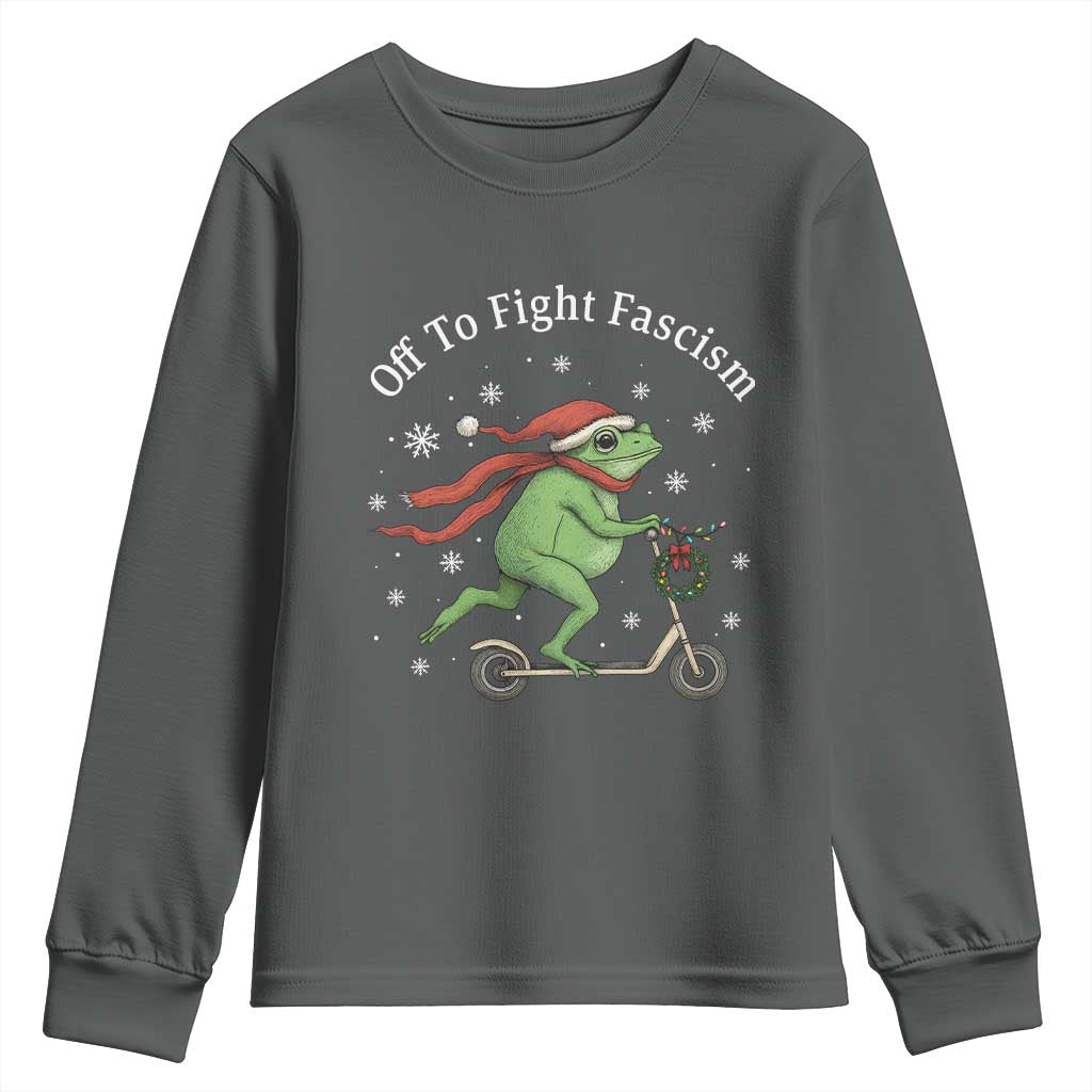 Portland Frog Protest Off To Fight Fascism Youth Sweatshirt Funny Christmas Gift - Wonder Print Shop
