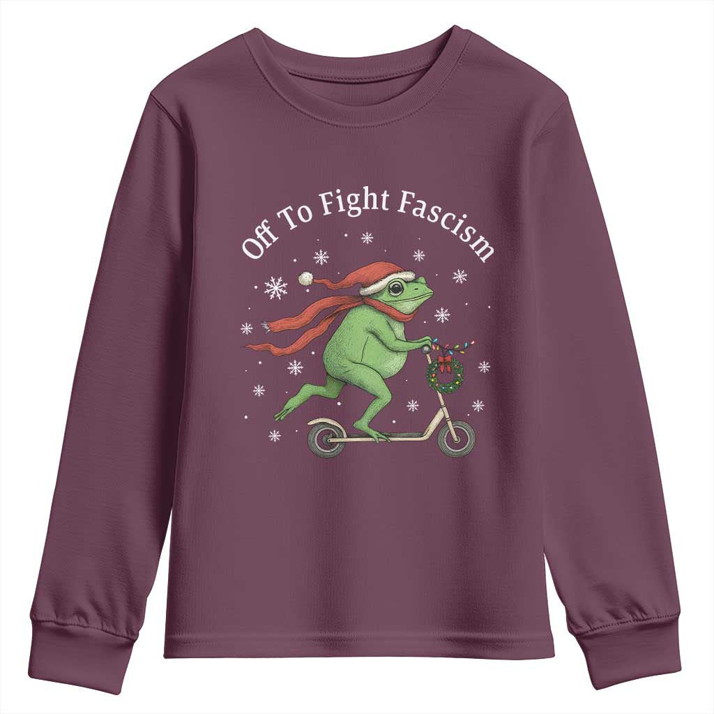 Portland Frog Protest Off To Fight Fascism Youth Sweatshirt Funny Christmas Gift - Wonder Print Shop