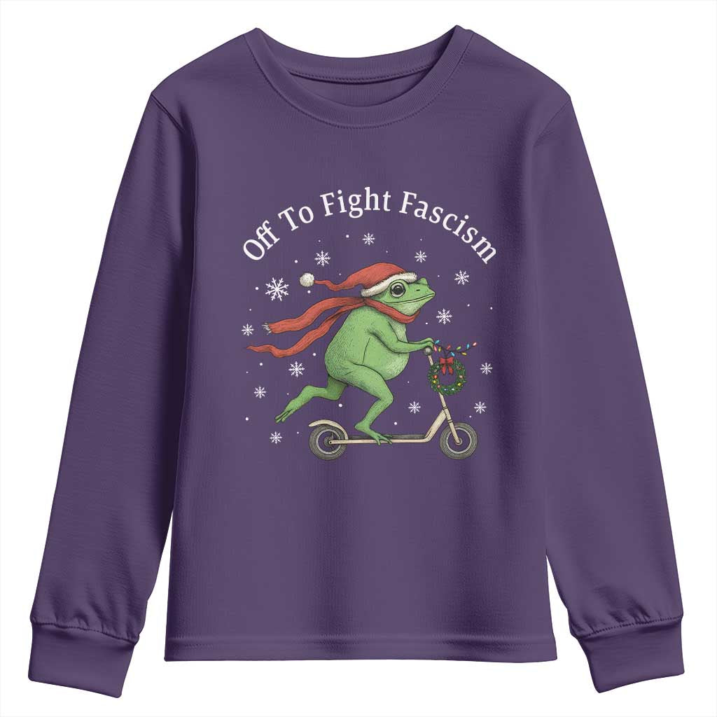Portland Frog Protest Off To Fight Fascism Youth Sweatshirt Funny Christmas Gift - Wonder Print Shop