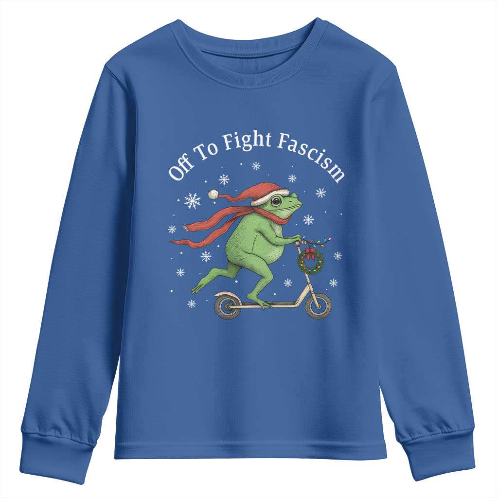 Portland Frog Protest Off To Fight Fascism Youth Sweatshirt Funny Christmas Gift - Wonder Print Shop