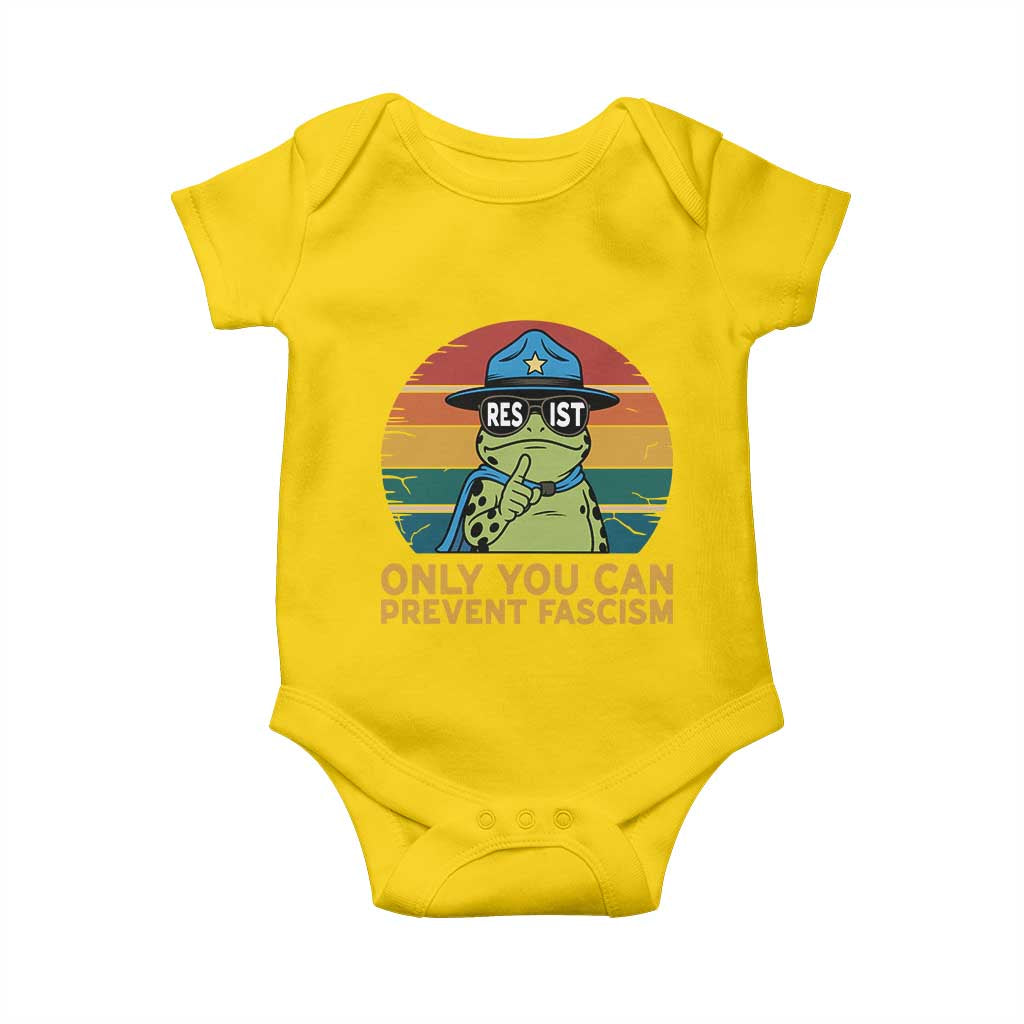 Only You Can Prevent Fascism Baby Onesie Funny Portland Frog Protest Gift - Wonder Print Shop