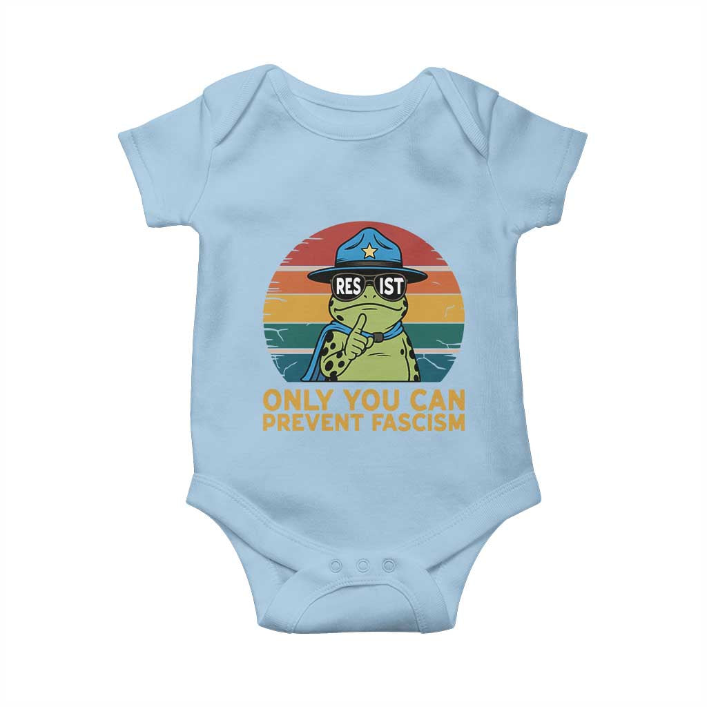 Only You Can Prevent Fascism Baby Onesie Funny Portland Frog Protest Gift - Wonder Print Shop