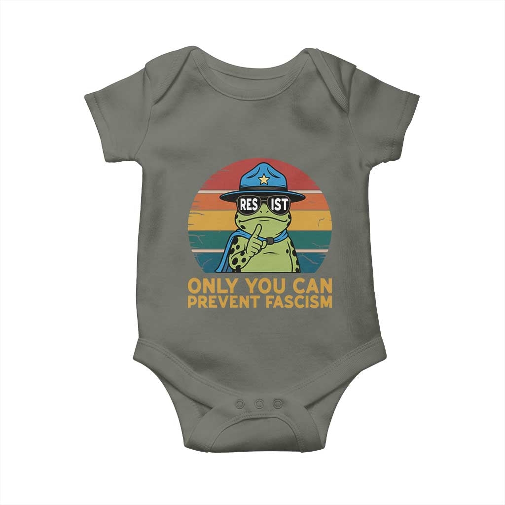 Only You Can Prevent Fascism Baby Onesie Funny Portland Frog Protest Gift - Wonder Print Shop