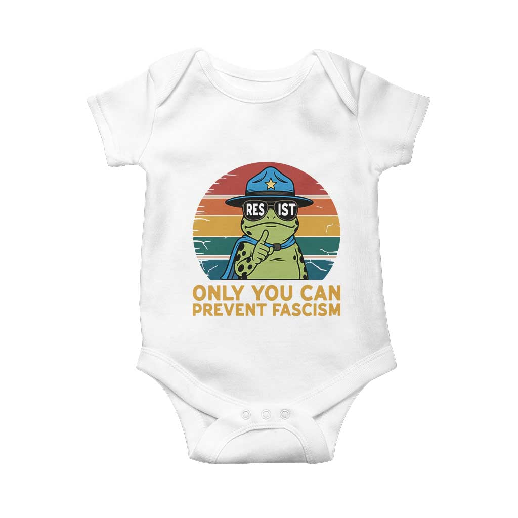 Only You Can Prevent Fascism Baby Onesie Funny Portland Frog Protest Gift - Wonder Print Shop