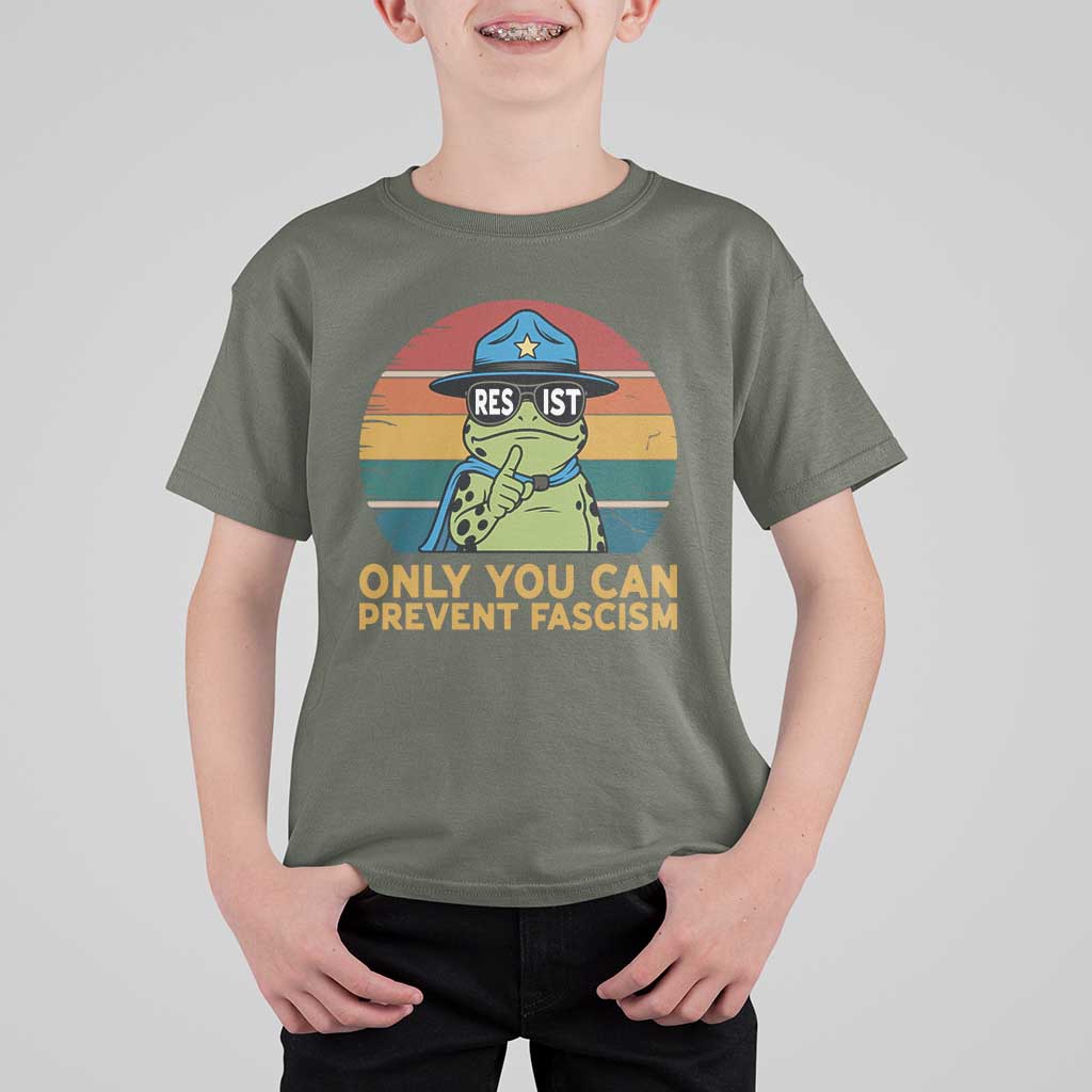 Only You Can Prevent Fascism T Shirt For Kid Funny Portland Frog Protest Gift - Wonder Print Shop