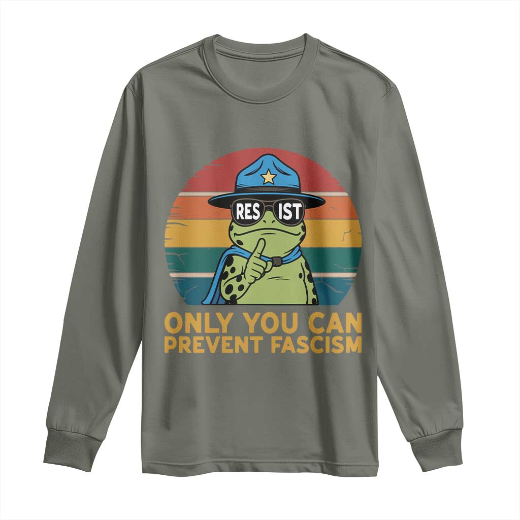 Only You Can Prevent Fascism Long Sleeve Shirt Funny Portland Frog Protest Gift - Wonder Print Shop