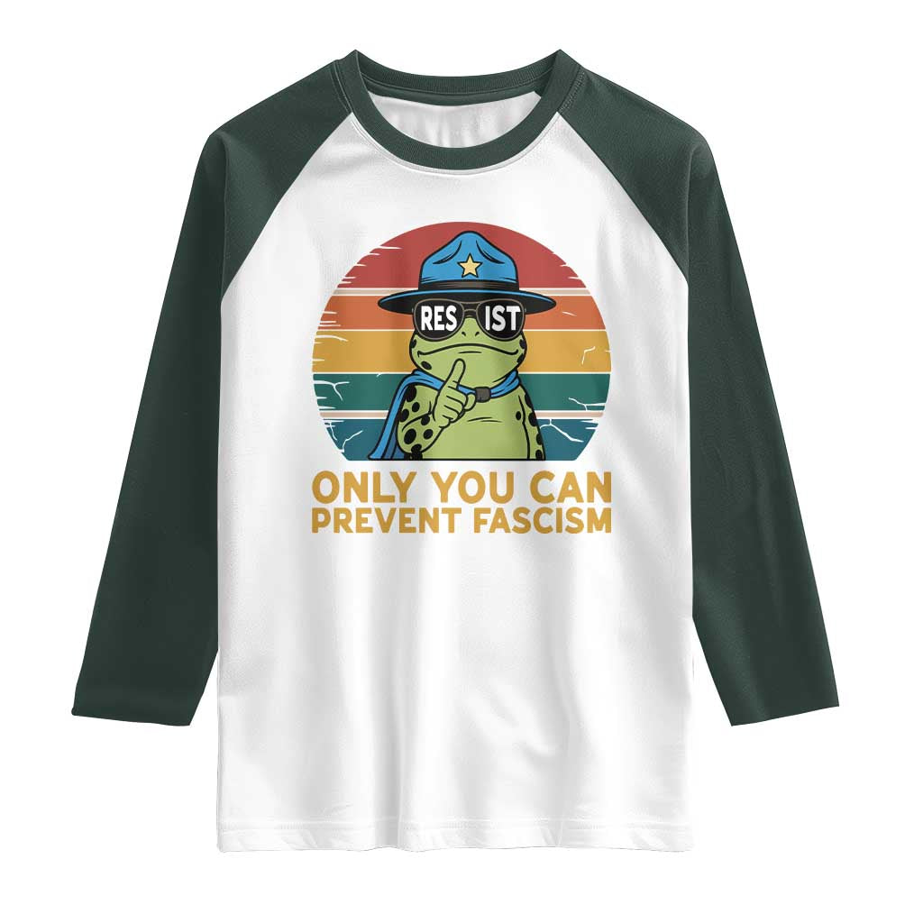 Only You Can Prevent Fascism Raglan Shirt Funny Portland Frog Protest Gift - Wonder Print Shop