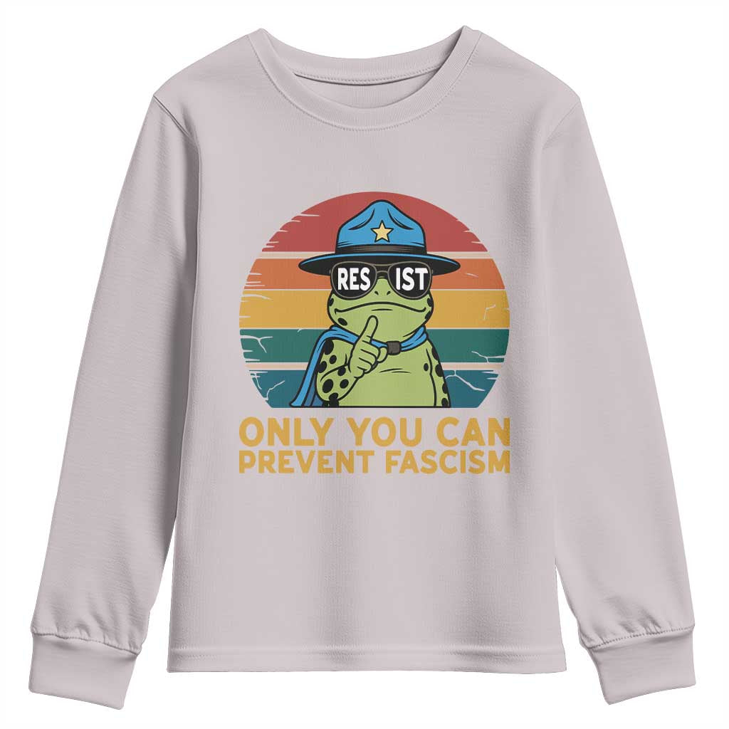 Only You Can Prevent Fascism Youth Sweatshirt Funny Portland Frog Protest Gift - Wonder Print Shop