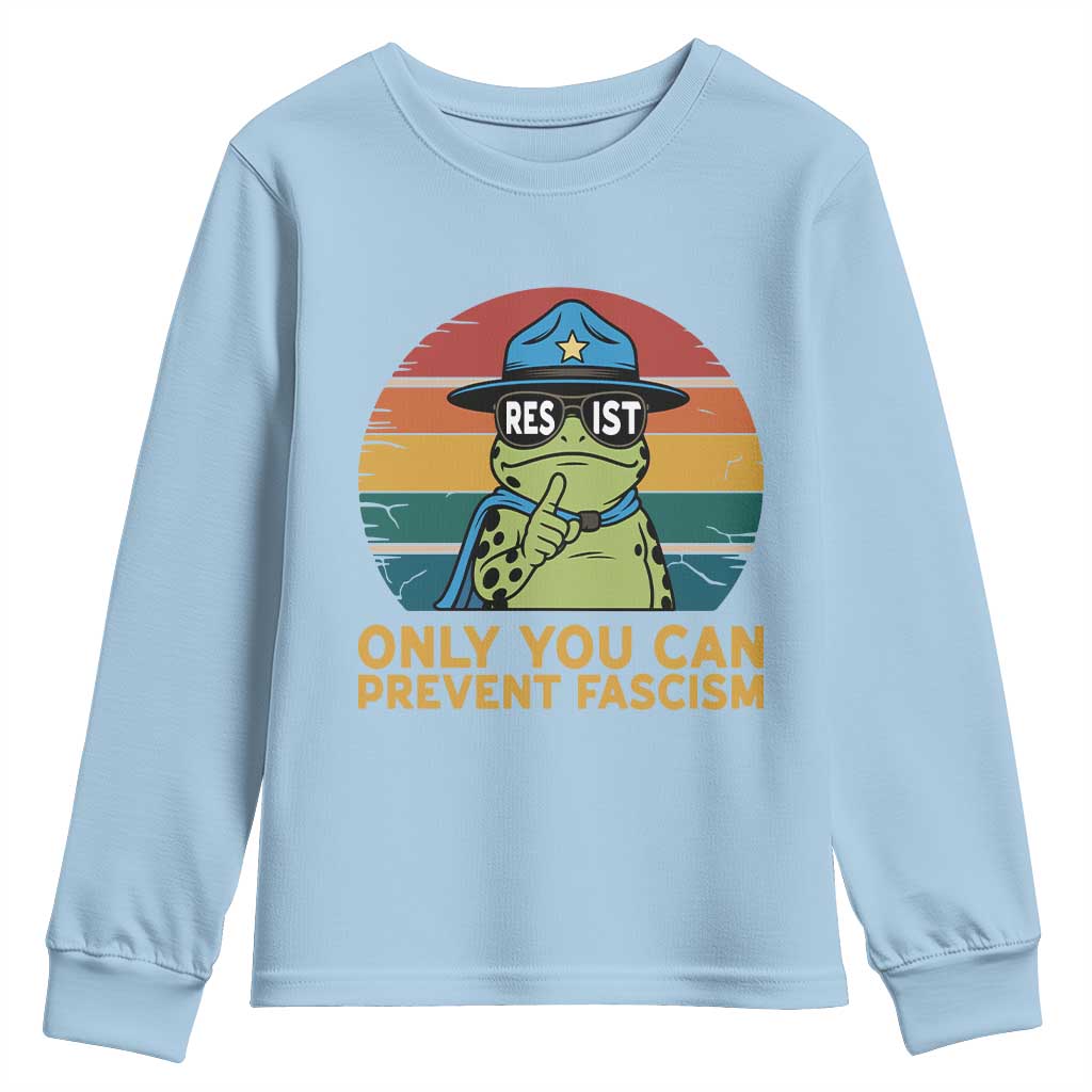 Only You Can Prevent Fascism Youth Sweatshirt Funny Portland Frog Protest Gift - Wonder Print Shop
