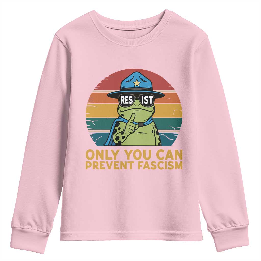 Only You Can Prevent Fascism Youth Sweatshirt Funny Portland Frog Protest Gift - Wonder Print Shop