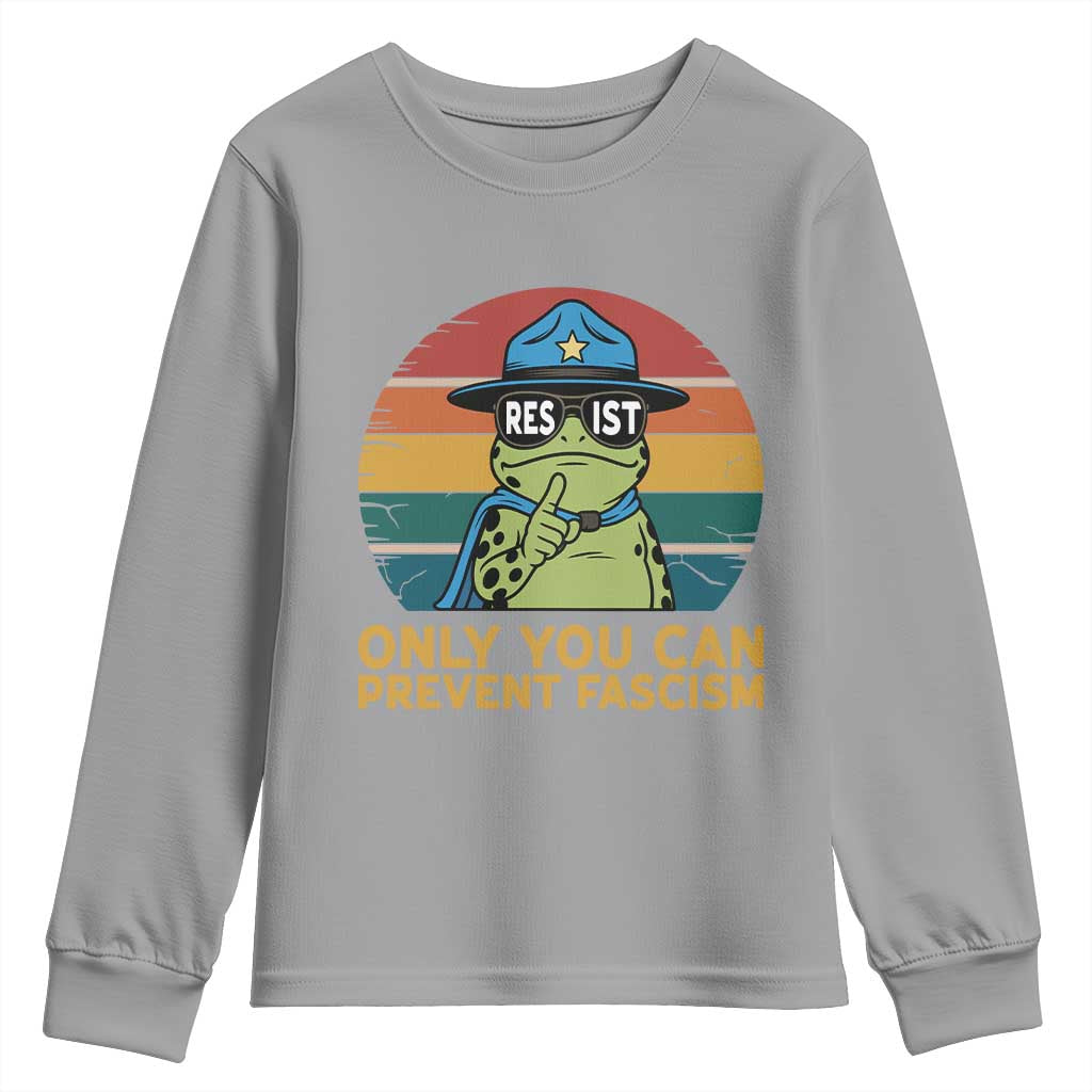 Only You Can Prevent Fascism Youth Sweatshirt Funny Portland Frog Protest Gift - Wonder Print Shop