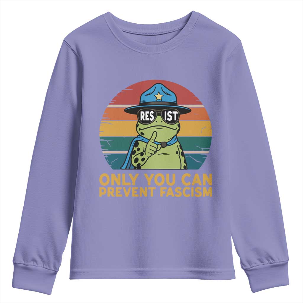 Only You Can Prevent Fascism Youth Sweatshirt Funny Portland Frog Protest Gift - Wonder Print Shop