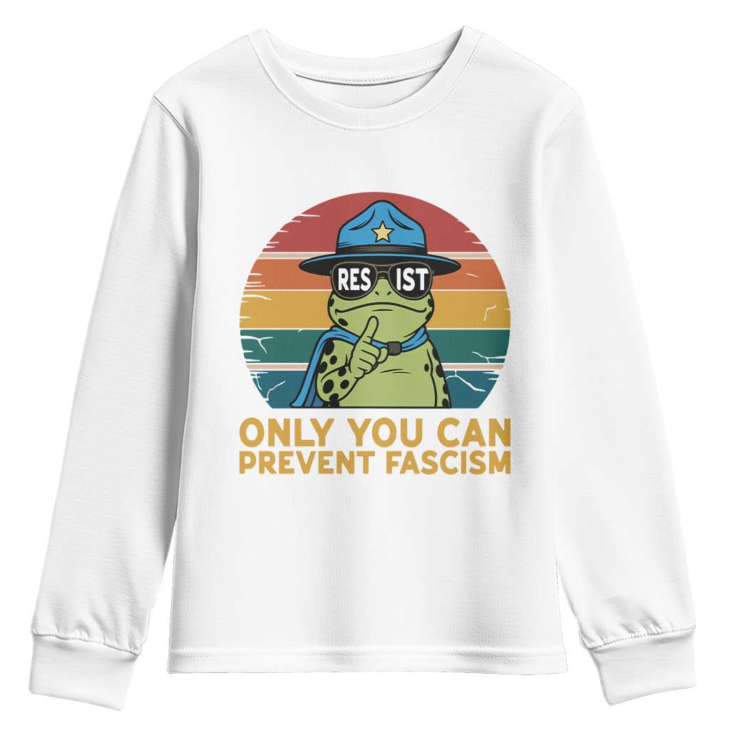 Only You Can Prevent Fascism Youth Sweatshirt Funny Portland Frog Protest Gift - Wonder Print Shop