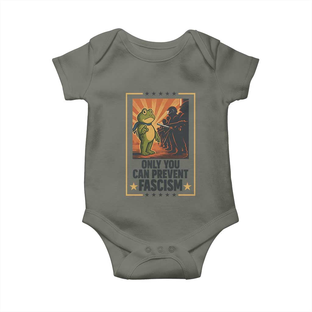 Funny Portland Frog Protest Baby Onesie Only You Can Prevent Fascism Gift - Wonder Print Shop