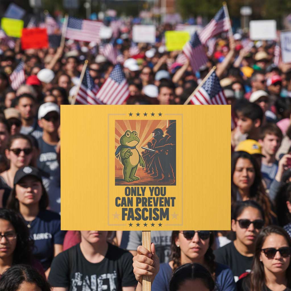 Funny Portland Frog Protest Protest Sign Only You Can Prevent Fascism Gift - Wonder Print Shop