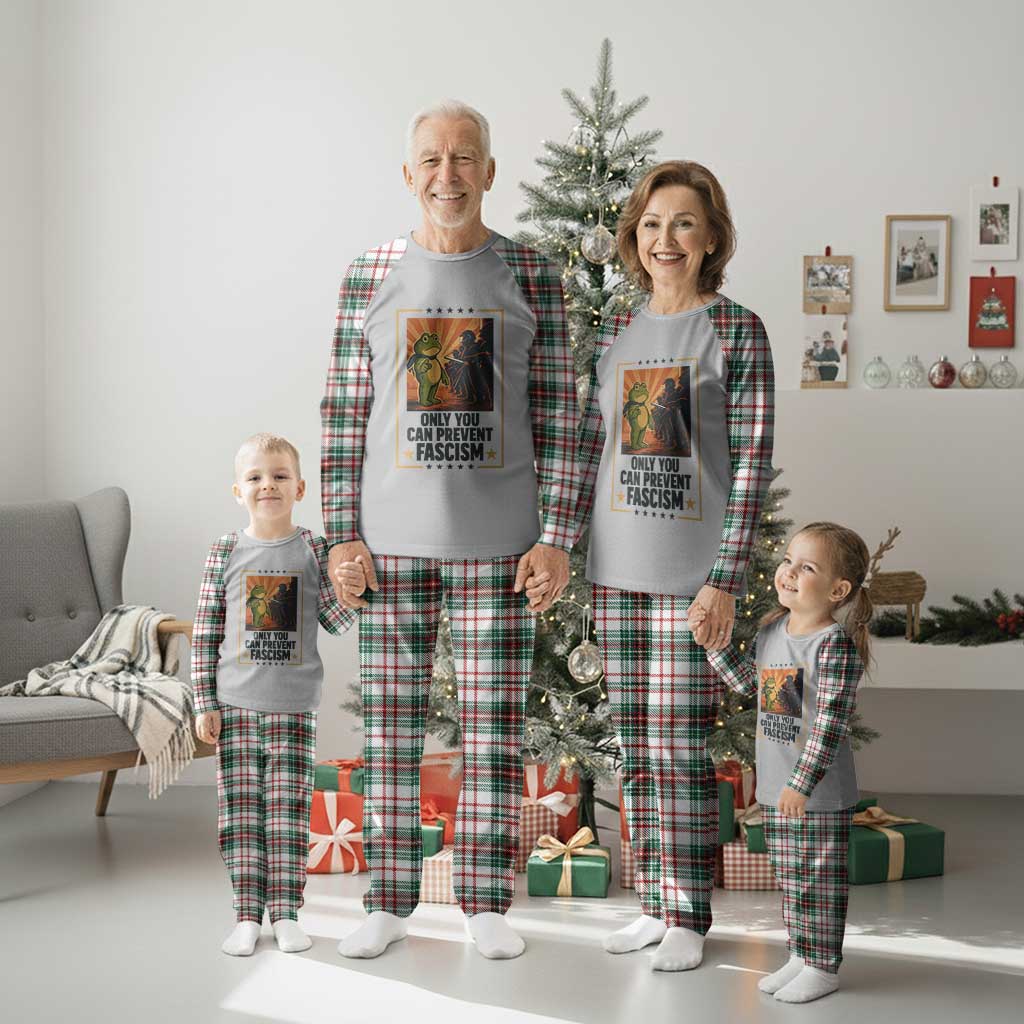Funny Portland Frog Protest Plaid Pajama Set Only You Can Prevent Fascism Gift - Wonder Print Shop