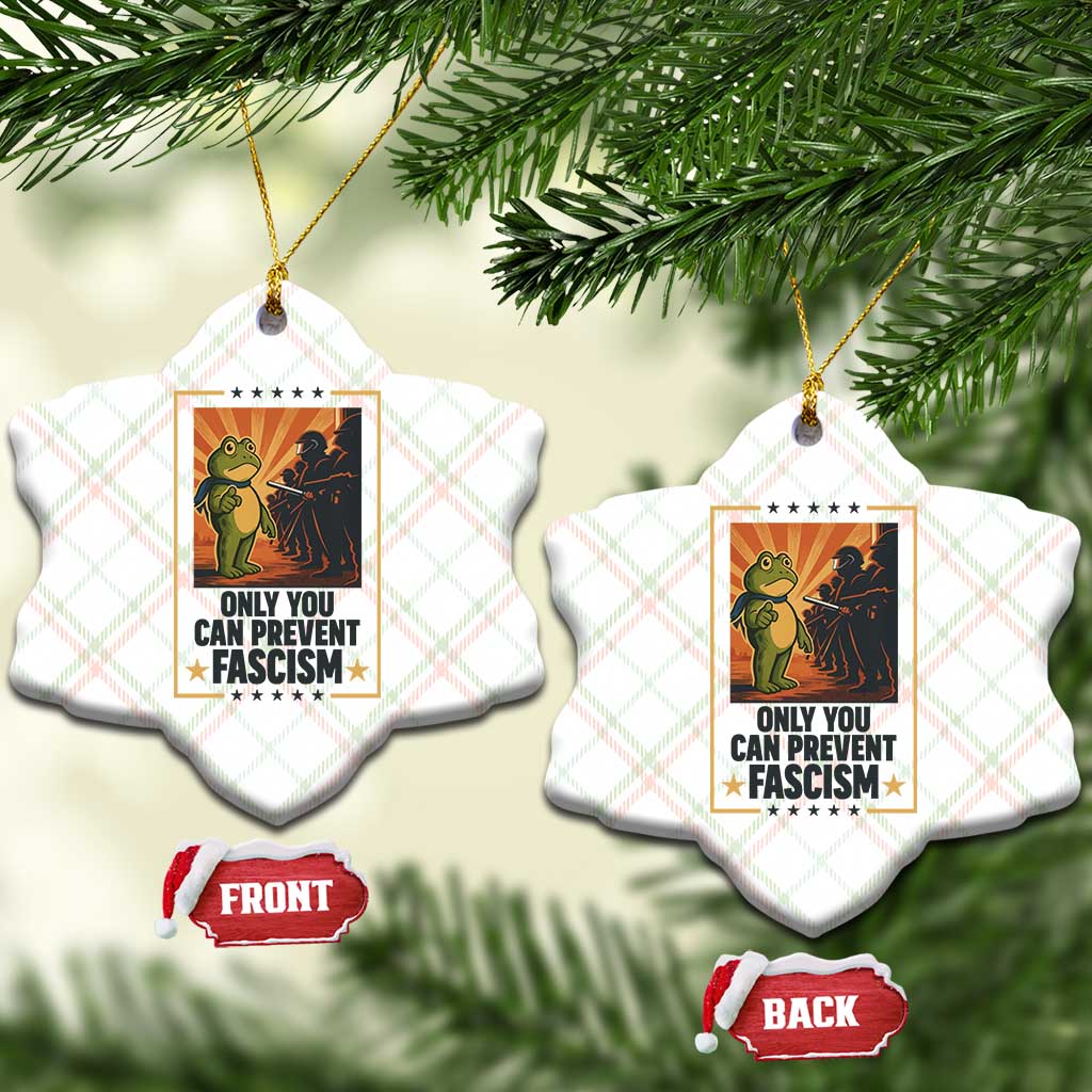 Funny Portland Frog Protest Ceramic Ornament Only You Can Prevent Fascism Gift - Wonder Print Shop
