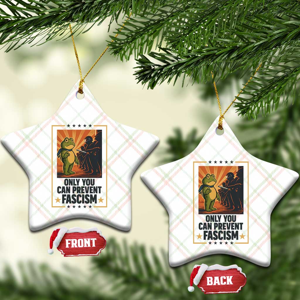 Funny Portland Frog Protest Ceramic Ornament Only You Can Prevent Fascism Gift - Wonder Print Shop